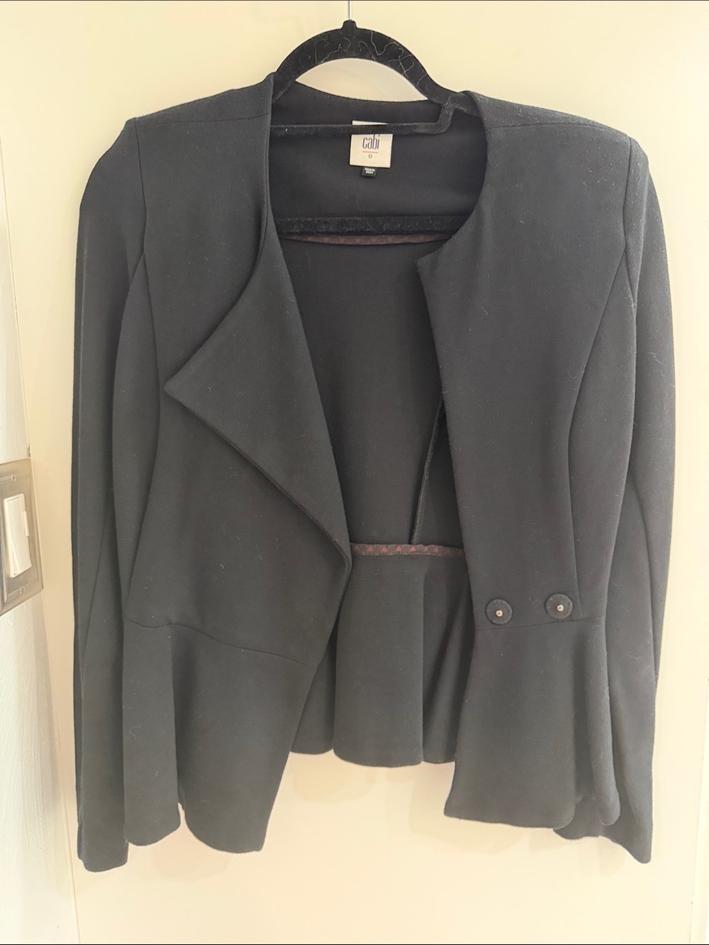 CAbi Black Women's Open-Front Peplum Blazer